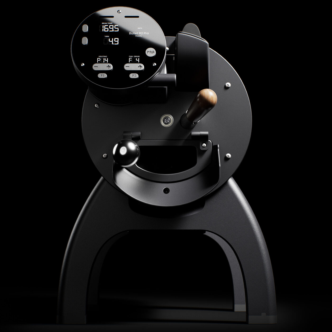 Tostadora Aillio Bullet R2-PRO en acabado negro vista de frente